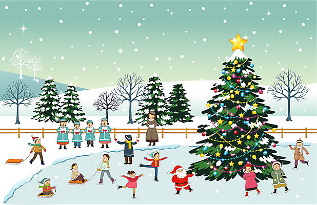 EPS 나무 식물 계절 여자 기념일 남자 어린이 백그라운드 크리스마스장식 크리스마스 겨울 일러스트 사람 소녀 소년 여러명 야외 크리스마스트리 산타클로스 설원 얼음 스케이트 눈 즐거움 썰매 빙판 지휘자 스케이트장 합창단 어린이만 겨울배경 국내일러스트 자연요소 감정 스포츠용품 다수 스포츠시설 날씨 눈_날씨 이벤트 음악가 그룹 합창 파일형식 벡터