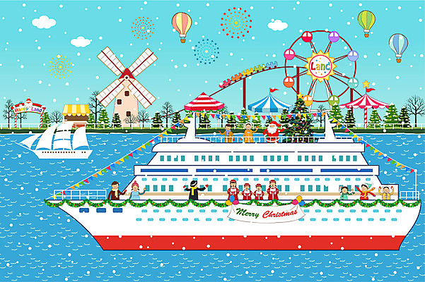 EPS 주간 나무 구름 계절 여자 기념일 남자 어린이 백그라운드 크리스마스장식 크리스마스 겨울 일러스트 난간 사람 소녀 이벤트 소년 여러명 야외 크리스마스트리 산타클로스 축제 기찻길 놀이공원 풍차 열기구 눈 놀이기구 유람선 즐거움 대관람차 풍선 롤러코스터 선박 어린이만 겨울배경 국내일러스트 자연요소 식물 감정 다수 수상교통 배_교통 항공교통 날씨 테마파크 파일형식 벡터