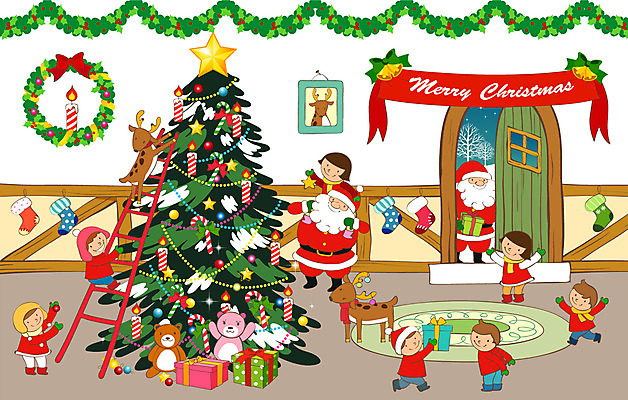 EPS 나무 계절 여자 기념일 남자 리본 어린이 인형 액자 백그라운드 크리스마스장식 크리스마스 겨울 일러스트 초 촛불 사다리 실내 선물 사람 소녀 소년 여러명 선물상자 크리스마스트리 산타클로스 문 카펫 루돌프 즐거움 어린이만 겨울배경 국내일러스트 식물 감정 다수 사슴 이벤트 내부 상자 도구 파일형식 벡터