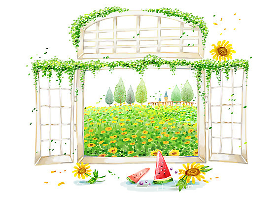 주간 PSD 나무 식물 사계절 계절 꽃 음식 백그라운드 잎 꽃밭 과일 일러스트 창문 자연 해바라기 수박 실내 풍경 사람없음 여름 덩굴 국내일러스트 자연요소 내부 생태계 파일형식