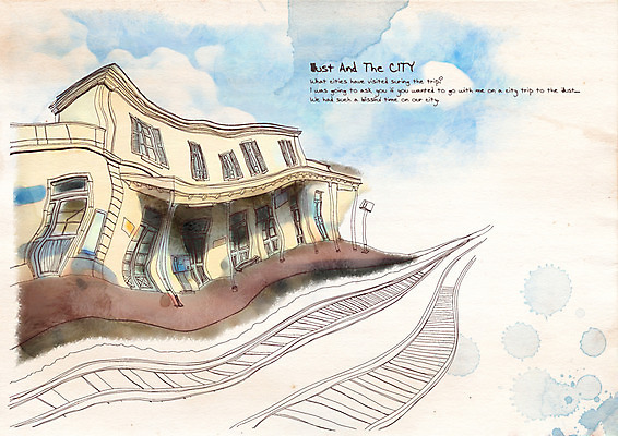 PSD 구름 현대건축 백그라운드 라인일러스트 일러스트 하늘 수채화 풍경 사람없음 야외 건물 기찻길 차도 도시 역 플랫폼 그림 기차역 기하학 철도의날 국내일러스트 자연요소 건축물 건축 도로 무늬 교통시설 파일형식 법정기념일