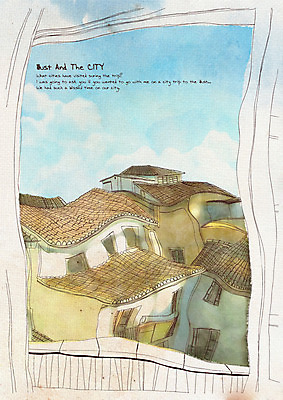 PSD 구름 백그라운드 라인일러스트 일러스트 하늘 지붕 수채화 주택 풍경 사람없음 야외 건물 마을 도시 그림 기하학 연립주택 국내일러스트 자연요소 건축물 무늬 파일형식