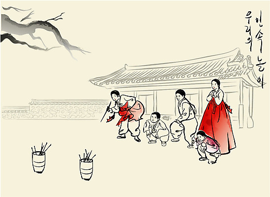 EPS 나무 한국문화 한국전통 여자 남자 어린이 백그라운드 일러스트 놀이 주택 기와집 사람 소녀 소년 여러명 야외 건물 가로 담장 정원 전통놀이 전통의상 한복 동양화 댕기머리 투호 어린이만 기와담장 국내일러스트 식물 동양문화 전통 헤어스타일 건축물 다수 한옥 한국 기와 미술 파일형식 벡터