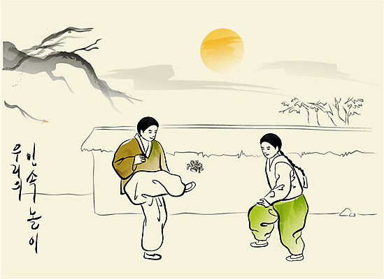 EPS 나무 한국문화 한국전통 남자 어린이 백그라운드 일러스트 놀이 사람 소년 야외 두명 가로 담장 태양 전통놀이 전통의상 한복 동양화 제기_놀이 댕기머리 제기차기 남자만 어린이만 소년만 국내일러스트 자연요소 식물 동양문화 전통 헤어스타일 한국 미술 놀이용품 파일형식 벡터