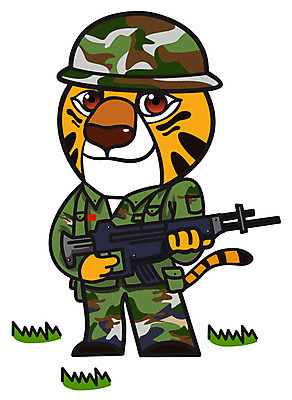 EPS 동물 직업 척추동물 캐릭터 한마리 육지동물 무기 동물캐릭터 일러스트 포유류 직업캐릭터 애니멀프린트 잔디 초원 사람없음 갈색 군인 총 호랑이 수비 군복 전쟁 보안 호랑이캐릭터 2010년 경인년 철모 국방 군모 일러캐릭터 식물 1 컬러 유니폼 모션 안전 보호장비 연도 군용 국군 파일형식 벡터