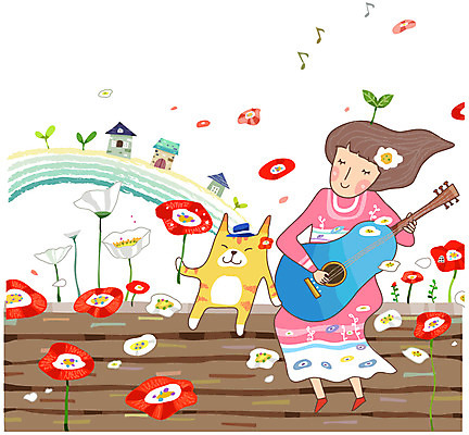 EPS 식물 동물 모자 여자 꽃잎 꽃 악기 줄기 무지개 연주 음표 일러스트 청소년 현악기 주택 희망프로젝트 사랑 한명 사람 건물 10대 가로 담장 새싹 고양이 희망 기타 메시지 사회이슈 벽돌담 여자만 여자한명만 십대만 십대여자만 십대여자한명만 국내일러스트 자연요소 1 건축물 기호 잡화 감정 음악 컨셉 포유류 벽돌 반려동물 파일형식 벡터