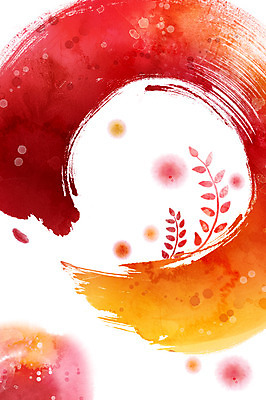 PSD 식물 문양 줄기 컬러 캘리배경 백그라운드 일러스트 캘리그라피 붓터치 사람없음 빨간색 세로 공백 원형 번짐 국내일러스트 도형 파일형식 효과