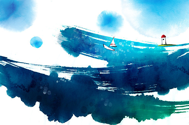 PSD 문양 파도 바다 컬러 섬 캘리배경 백그라운드 일러스트 캘리그라피 교통시설 붓터치 등대 사람없음 건물 가로 파란색 공백 돛단배 역동적 번짐 선박 국내일러스트 건축물 교통 컨셉 수상교통 배_교통 시설 파일형식 효과