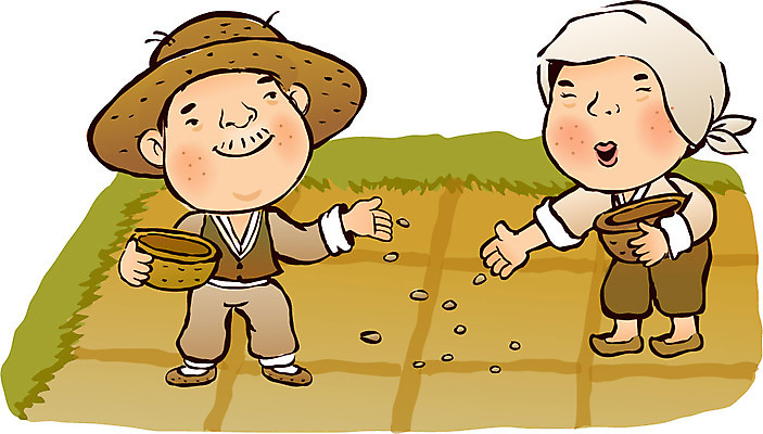 EPS 부부 커플 계절 여자 남자 농업 일러스트 논 두건 씨앗 사람 야외 두명 여름 바구니 농촌 시골 농부 전통의상 한복 절기 밀짚모자 짚신 농어촌캐릭터 농작 망종 씨뿌리기 파종 국내일러스트 식물 직업 모자_잡화 한국전통 전통 산업 신발 관계 모션 전통소품 농사 산업캐릭터 파일형식 벡터