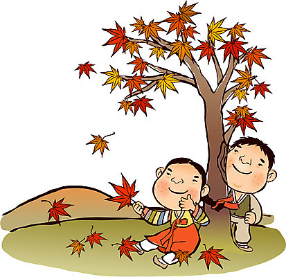 EPS 나무 식물 계절 여자 남자 단풍 일러스트 단풍나무 산 사람 야외 두명 가을 전통의상 한복 절기 댕기머리 한로 국내일러스트 한국전통 전통 헤어스타일 잎 파일형식 벡터