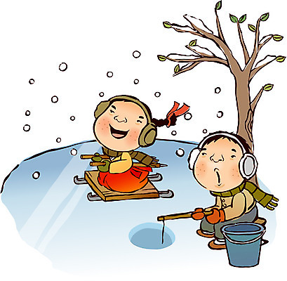 EPS 나무 식물 계절 여자 남자 장갑 겨울 일러스트 낚시 사람 야외 두명 목도리 눈 전통의상 한복 양동이 절기 귀마개 썰매 댕기머리 얼음낚시 얼음판 빙어낚시 소설_절기 국내일러스트 자연요소 한국전통 전통 헤어스타일 잡화 레저 날씨 얼음 파일형식 벡터