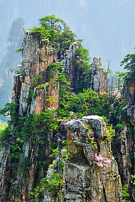 포토 JPG 해외이미지 산 여행객 중국 일몰 바위 기둥 해외202008 해외포토 건축 아시아 사람 노을 돌_바위 파일형식