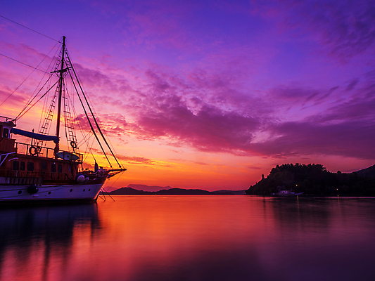 포토 JPG 해외이미지 섬 요트 일출 만 그리스 해외202008 해외포토 유럽 배_교통 노을 파일형식