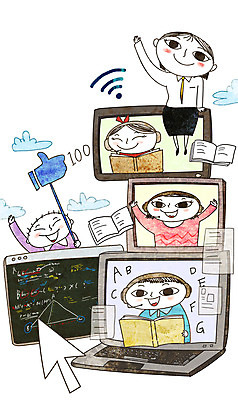 전신 PSD 학생 여자 남자 어린이 일러스트 수업 모바일 여러명 성인 책 노트북 태블릿 디지털 교사 방송 온라인강의 사회적거리두기 온택트 랜선라이프 국내일러스트 직업 라이프스타일 교육 캠페인 다수 사람 전자제품 스마트기기 강의 파일형식 언택트