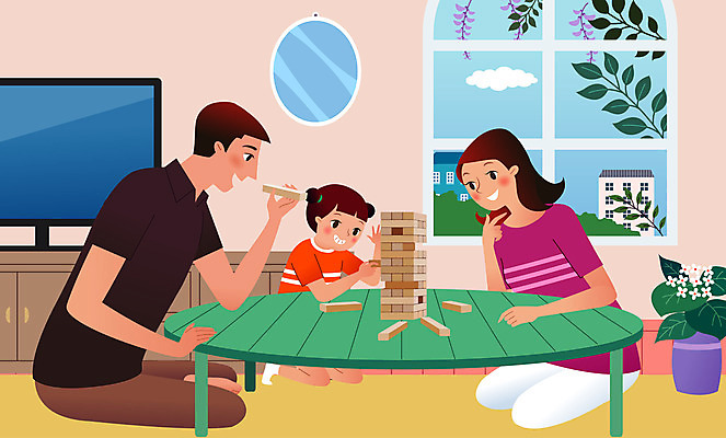 전신 구름 여자 남자 화분 어린이 가구 일러스트 가족 탁자 나뭇잎 성인 건물 세명 텔레비전 거울 젠가 사회적거리두기 집콕 국내일러스트 AI파일 자연요소 건축물 캠페인 생활용품 잎 관계 사람 전자제품 놀이용품 신조어 파일형식 벡터 앳홈라이프