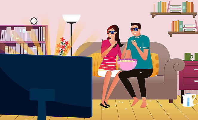 전신 그릇 여자 남자 꽃 쿠션 일러스트 가족 책장 성인 두명 책 컵 소파 텔레비전 영화 팝콘 3D안경 영화감상 성인만 사회적거리두기 집콕 레이어드홈 홈시네마 국내일러스트 AI파일 식물 식기 안경 캠페인 가구 의자 관계 문화예술 사람 전자제품 감상 신조어 파일형식 벡터 앳홈라이프