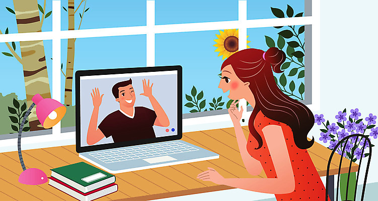 나무 여자 남자 꽃 의자 일러스트 가족 모바일 나뭇잎 해바라기 조명 상반신 두명 책 노트북 컴퓨터 스탠드 화상통화 사회적거리두기 집콕 온택트 국내일러스트 AI파일 식물 캠페인 가구 잎 관계 사람 전자제품 통화 신조어 파일형식 벡터 앳홈라이프