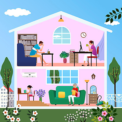 전신 나무 구름 여자 남자 꽃 화분 할머니 시계 가구 쿠션 의자 일러스트 가족 탁자 엄마 나뭇잎 전등 책장 주택 여러명 책 컵 울타리 컴퓨터 소파 거울 스탠드 아빠 에어컨 화장대 청소기 사회적거리두기 집콕 레이어드홈 국내일러스트 AI파일 자연요소 식물 식기 노년 캠페인 생활용품 다수 잎 관계 조명 사람 건물 전자제품 담장 가전제품 청소도구 신조어 파일형식 벡터 앳홈라이프