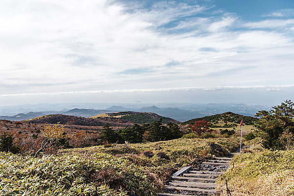포토 JPG 주간 구름 바다 여행 단풍 자연 하늘 단풍나무 한국 풍경 사람없음 야외 관광지 제주도 가을 오름 등산로 한라산 국내여행 제주도여행 수평선 조릿대 어리목탐방로 국내포토 자연요소 나무 식물 계절 아시아 잎 산 등산 생태계 파일형식 탐방로