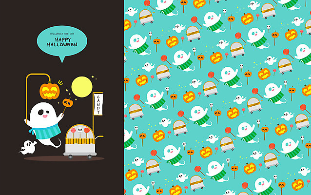PSD 패턴 일러스트 해골 사탕 사람없음 파란색 검은색 할로윈 패턴백그라운드 달 유령 잭오랜턴 국내일러스트 자연요소 컬러 백그라운드 무늬 디저트 뼈 파일형식