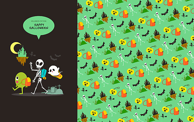 PSD 패턴 일러스트 학교 해골 책가방 사람없음 초록색 검은색 할로윈 패턴백그라운드 유령 등교 국내일러스트 교육 컬러 백그라운드 무늬 가방 뼈 등하교 파일형식