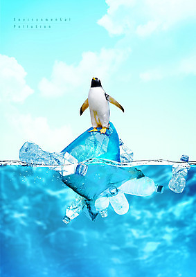 PSD 편집이미지 한마리 바다 비닐봉투 사람없음 파란색 환경오염 오염 쓰레기 사회이슈 펭귄 지구온난화 비닐 플라스틱병 해양쓰레기 이미지편집 1 컬러 컨셉 재질 조류 봉투 플라스틱 기후변화 병_담는 파일형식