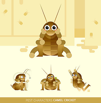 캐릭터 여러마리 일러스트 사람없음 세트 노란색 귀여움 점프 해충 곤충캐릭터 곱등이 일러캐릭터 AI파일 컬러 다수 곤충 컨셉 모션 벌레 파일형식 벡터