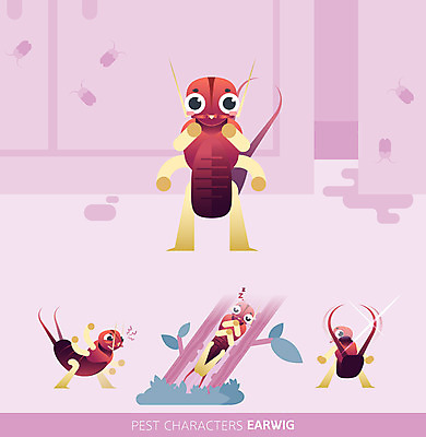 캐릭터 분홍색 여러마리 일러스트 집게 사람없음 세트 귀여움 잠 해충 경계 곤충캐릭터 공격적 집게벌레 일러캐릭터 AI파일 컬러 다수 곤충 컨셉 벌레 파일형식 벡터