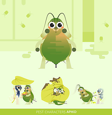 캐릭터 잎 여러마리 일러스트 나뭇잎 함께함 사람없음 초록색 세트 귀여움 해충 먹기 곤충캐릭터 진딧물 일러캐릭터 AI파일 식물 컬러 다수 곤충 컨셉 모션 벌레 파일형식 벡터