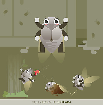 캐릭터 여러마리 일러스트 사람없음 세트 갈색 귀여움 해충 곤충캐릭터 소음 매미 소변 공격적 허물 일러캐릭터 AI파일 컬러 다수 곤충 컨셉 소리 벌레 파일형식 벡터