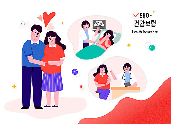 전신 여자 남자 일러스트 건강 여러명 상반신 부모 임산부 임신 진료 의사 하트 태아 보험 초음파 건강보험 국내일러스트 AI파일 모양 다수 의학 가족 사람 의료진 파일형식 벡터