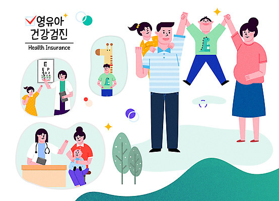 전신 여자 남자 어린이 일러스트 건강 여러명 상반신 성인 진료 성장 아기 키재기 시력검사 건강검진 건강보험 국내일러스트 AI파일 다수 의학 사람 측정 검사_조사 키_신체 보험 파일형식 벡터