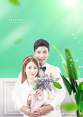 PSD 편집이미지 여자 남자 꽃 행복 신부 부케 웨딩드레스 결혼 정장 턱시도 상반신 20대 성인 두명 초록색 30대 기쁨 회색 한국인 성인만 이미지편집 식물 드레스 옷 감정 컬러 꽃다발 사람 동양인 이벤트 청년 장년 파일형식