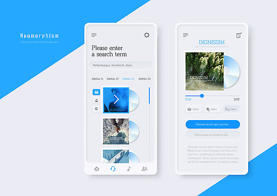 PSD 편집이미지 남자 백그라운드 20대 성인 파란색 스마트폰 한국인 CD 음반 레이아웃 UI 편집소스 뉴모피즘 이미지편집 디자인 음악 컬러 사람 동양인 청년 핸드폰 스마트기기 파일형식