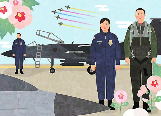 전신 여자 남자 일러스트 군용기 군대 한국 미소 여러명 성인 세명 컬러풀 군인 군복 무궁화 국군 국군의날 차렷 국내일러스트 AI파일 직업 꽃 아시아 컬러 포즈 다수 유니폼 비행기 표정 사람 파일형식 벡터 법정기념일