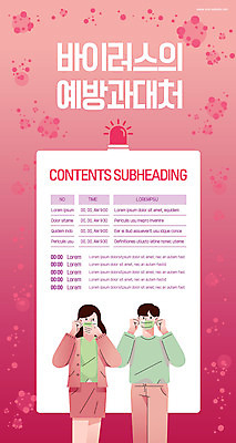 템플릿 커플 여자 남자 포스터 분홍색 마스크 두명 바이러스 보호 예방 박테리아 포스터템플릿 이미지템플릿 AI파일 컬러 컨셉 의학 관계 사람 파일형식 벡터