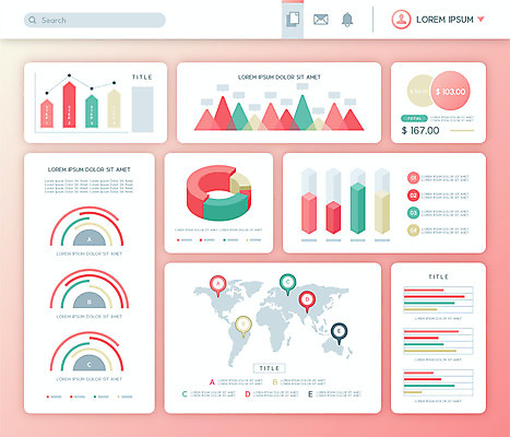 선 분홍색 지도 일러스트 수치 그래프 사람없음 인포그래픽 정보 막대그래프 심플 원그래프 엘리먼트 곡선그래프 국내일러스트 AI파일 컬러 파일형식 벡터