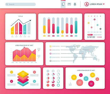 선 지도 일러스트 수치 그래프 사람없음 빨간색 인포그래픽 정보 막대그래프 심플 원그래프 엘리먼트 곡선그래프 국내일러스트 AI파일 컬러 파일형식 벡터