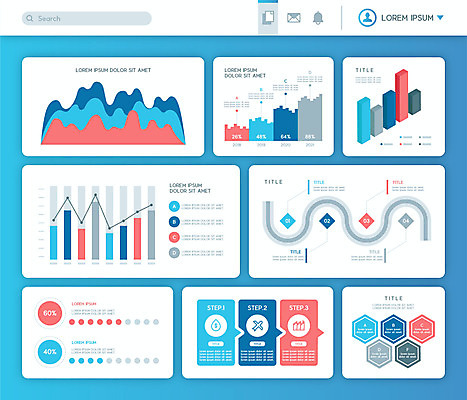 선 일러스트 수치 그래프 사람없음 파란색 인포그래픽 정보 막대그래프 심플 원그래프 엘리먼트 곡선그래프 국내일러스트 AI파일 컬러 파일형식 벡터