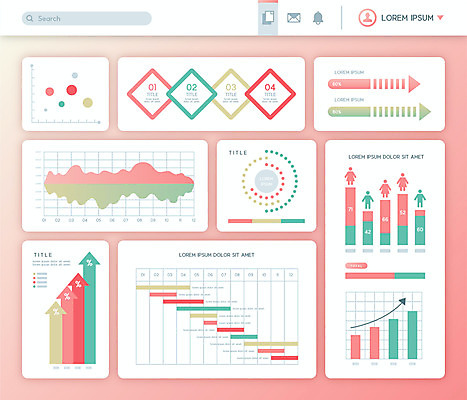 선 분홍색 일러스트 수치 그래프 사람없음 인포그래픽 정보 막대그래프 심플 원그래프 엘리먼트 곡선그래프 국내일러스트 AI파일 컬러 파일형식 벡터