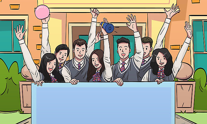 학생 배너 여자 남자 교복 일러스트 학교 청소년 프레임 여러명 상반신 확성기 수능 수험생 풍선 수능대비 베이지색 십대만 국내일러스트 AI파일 옷 교육 컬러 다수 고등학생 사람 시험 파일형식 벡터