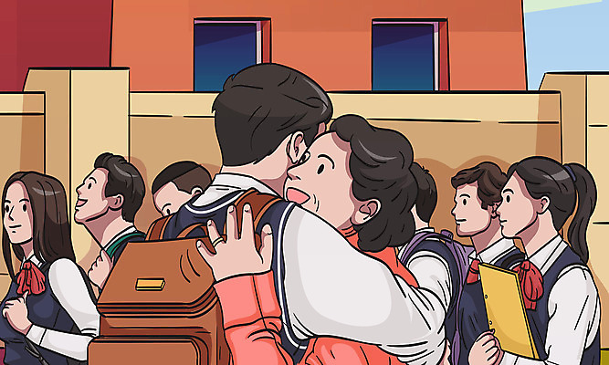 학생 여자 남자 교복 가방 일러스트 포옹 엄마 여러명 상반신 성인 건물 아빠 격려 수능대비 학부모 국내일러스트 AI파일 건축물 잡화 옷 감정 다수 가족 안기 모션 사람 부모 수능 파일형식 벡터