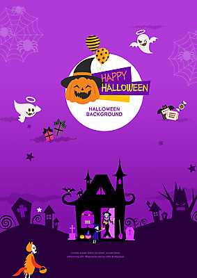 PSD 편집이미지 호박 사탕 사람없음 파티 보라색 할로윈 성 유령 거미줄 마녀 풍선 잭오랜턴 이미지편집 건축물 컬러 채소 디저트 이벤트 파일형식