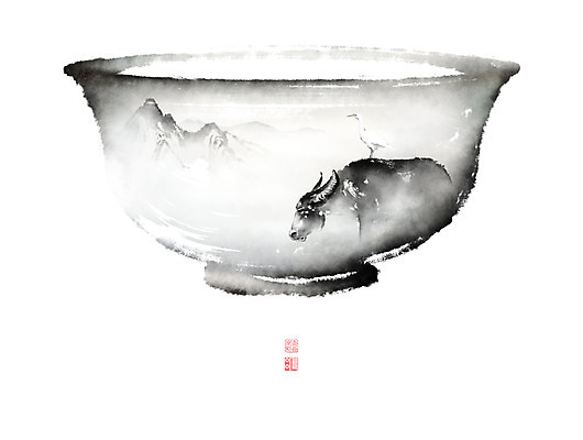 PSD 문양 일러스트 캘리그라피 조류 붓터치 산 뿔 사람없음 도자기 소 승차 동양화 번짐 낙관 영모화 국내일러스트 동물 포유류 모션 미술 그림 파일형식 효과