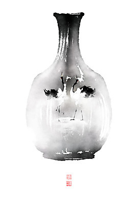 PSD 두마리 일러스트 캘리그라피 조류 붓터치 사람없음 학 도자기 쌍 울음 동양화 번짐 낙관 국내일러스트 동물 2 표정 미술 파일형식 효과