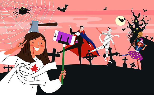 전신 여자 남자 십자가 일러스트 사람 여러명 상반신 컬러풀 분장 파티 할로윈 보름달 무덤 성 처녀귀신 셀프카메라 거미줄 마녀 거미 도끼 박쥐 드라큘라 미라 코스프레 행진 국내일러스트 AI파일 건축물 컬러 다수 곤충 포유류 모션 이벤트 사진촬영 달 유령 파일형식 벡터