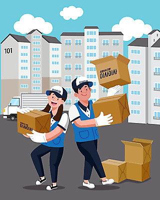 전신 부부 여자 남자 일러스트 아파트 성인 두명 파란색 이사 직원 이삿짐 이삿짐센터 성인만 포장이사 손없는날 이사트럭 이사업체 국내일러스트 AI파일 커플 컬러 주택 사람 트럭 민속신앙 파일형식 벡터