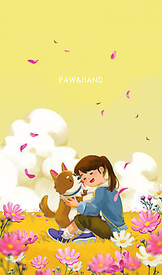 전신 PSD 동물 구름 한마리 여자 꽃 반려견 일러스트 포옹 하늘 한명 앉기 일상 반려동물 노란색 가을 개 코스모스 반려 국내일러스트 자연요소 식물 1 계절 컬러 포유류 안기 모션 사람 라이프 파일형식