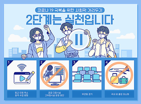 여자 남자 일러스트 응원 모바일 마스크 상반신 생활 세명 파란색 정지 사회이슈 일시정지 실천 축소 코로나바이러스 사회적거리두기 생활방역 원격수업 무관중경기 델타변이바이러스 국내일러스트 AI파일 교육 캠페인 컬러 컨셉 모션 사람 경기 바이러스 방역 온라인강의 원격 파일형식 벡터