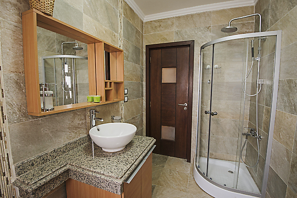 포토 JPG 해외이미지 벽 가구 아파트 주택 실내 사람없음 내부 목재 장식 반사 문 거울 방 욕실 고급 계산대 캐비닛 타일 싱크대 대리석 변기통 샤워실 해외202009 해외포토 나무 생활용품 컨셉 재료 건물 사물함 개수대 샤워시설 파일형식